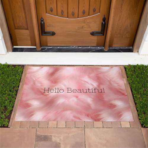 Girly Blush Pink Faux Fur Wrapping Paper Doormat