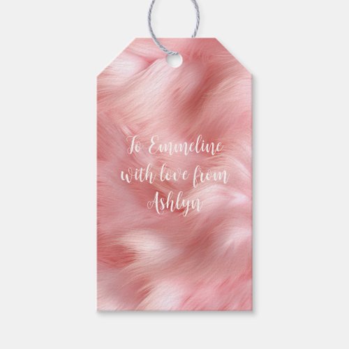 Girly Blush Pink Faux Fur Wrapping Paper Gift Tags