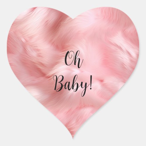 Girly Blush Pink Faux Fur Wrapping Paper Heart Sticker