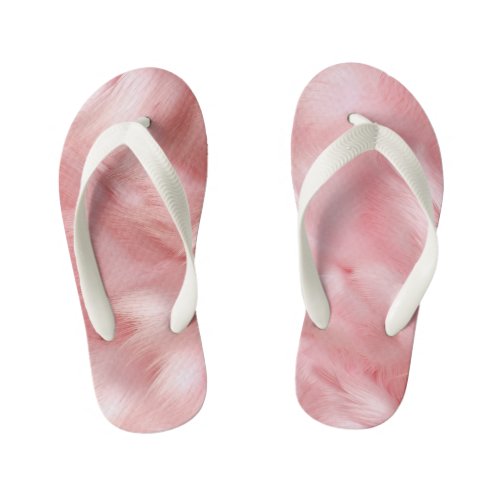 Girly Blush Pink Faux Fur Wrapping Paper Kids Flip Flops