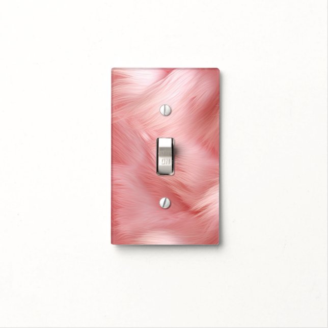 Girly Blush Pink Faux Fur Wrapping Paper Light Switch Cover (In Situ)