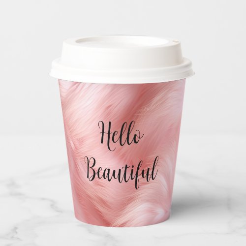 Girly Blush Pink Faux Fur Wrapping Paper Paper Cups