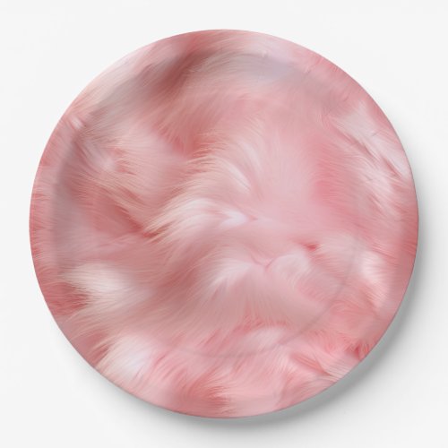 Girly Blush Pink Faux Fur Wrapping Paper Paper Plates