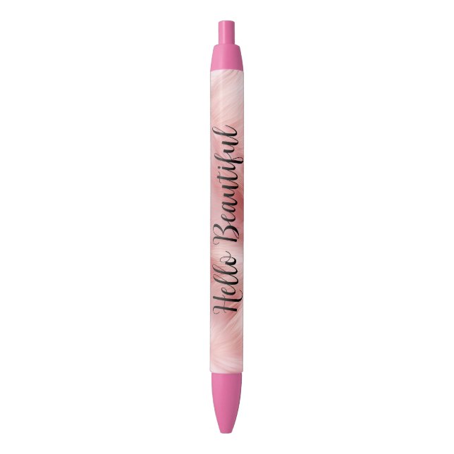 Girly Blush Pink Faux Fur Wrapping Paper Pen (Front Vertical)