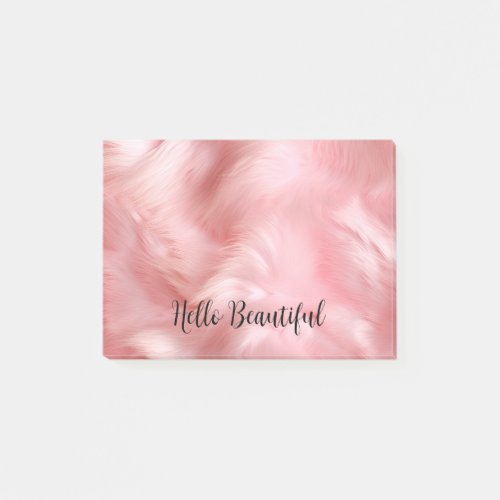 Girly Blush Pink Faux Fur Wrapping Paper Post_it Notes
