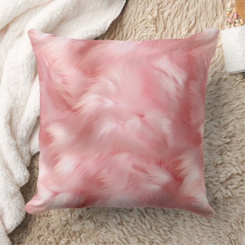 Girly Blush Pink Faux Fur Wrapping Paper Throw Pillow