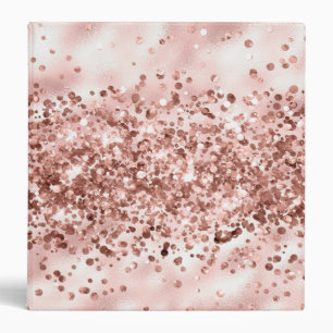 Girly Blush Pink Glam Glitzy Confetti Glitter 3 Ring Binder