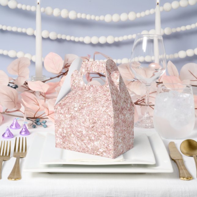Girly Blush Pink Glitter Favor Boxes (Wedding)