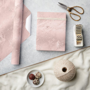 Girly Blush Pink Glitzy Marble Birthday Wrapping Paper