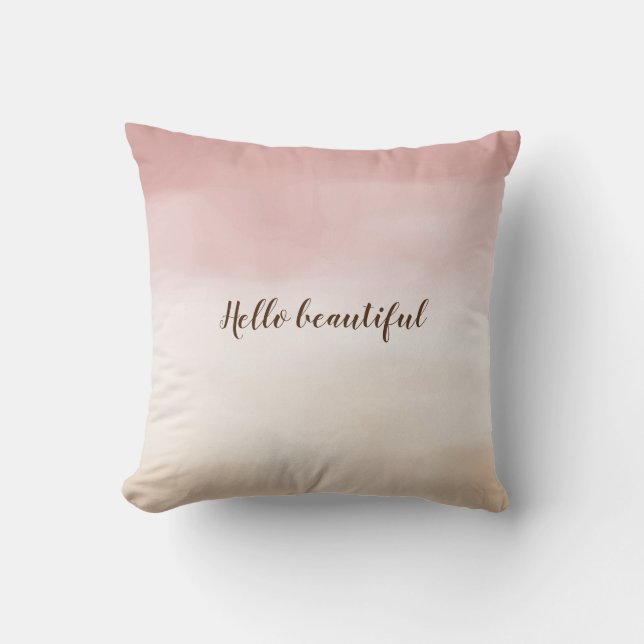 Girly Blush Pink Gold Cream Ombre Throw Pillow (Front)