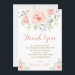 Girly Blush Pink Gold Floral Baby Shower Boho Rose Thank You Card<br><div class="desc">This feminine design features gorgeous watercolor blush pink roses with gold leaf accents
Perfect for baby shower,  baby sprinkle or any floral-themed celebrations.</div>