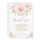 Girly Blush Pink Gold Floral Baby Shower Boho Rose Thank You Card Girly Blush Pink Gold Floral Baby Shower Boho Rose Thank You Card