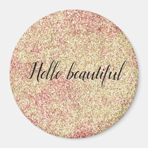 Girly Blush Pink Gold Glitter Print Magnet