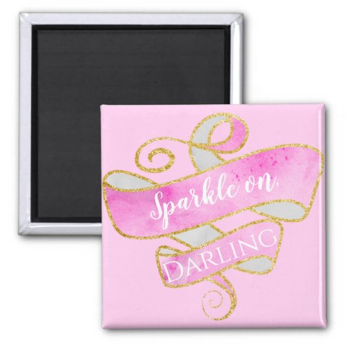 Girly Blush Pink Gold Glitter Sparkle On Darling Magnet