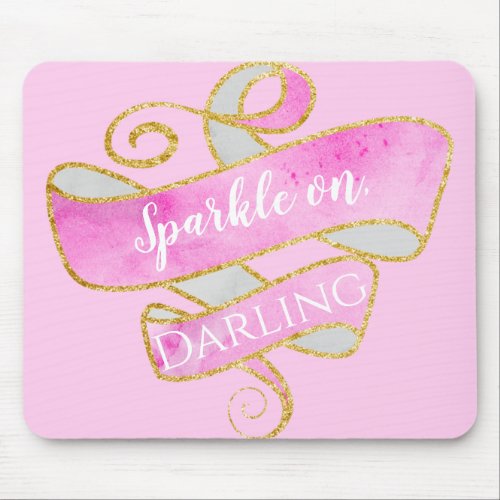 Girly Blush Pink Gold Glitter Sparkle On Darling Mouse Pad