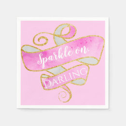 Girly Blush Pink Gold Glitter Sparkle On, Darling Napkins