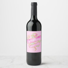 Girly Blush Pink Gold Glitter Sparkle On, Darling Wine Label