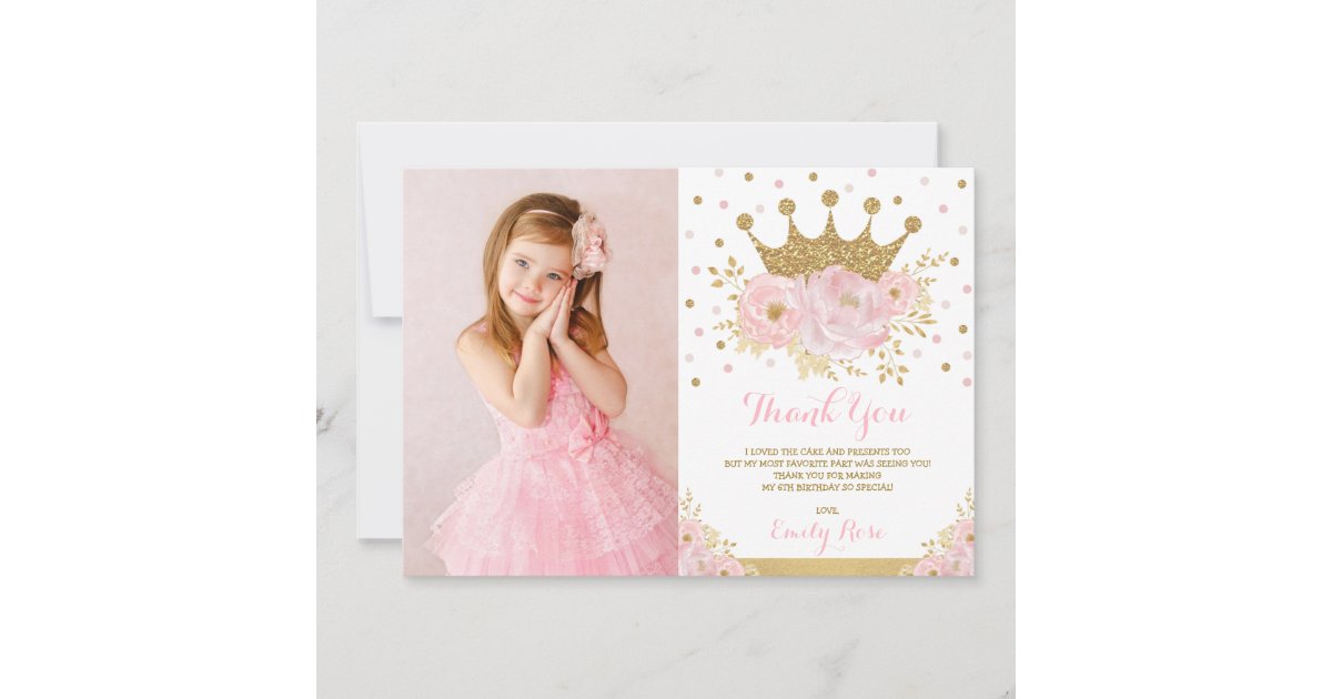 Custom Printable Girls Birthday Any Age Photo Princess Swan Crown Pink Gold