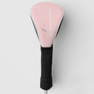 Girly Blush Pink Golf Club Modern Monogram Name Head Cover