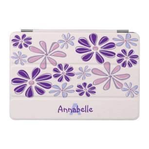 Girly Blush Pink Indigo Botanical Flower Pattern iPad Mini Cover