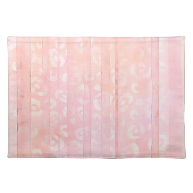 Girly Blush Pink Leopard Animal Abstract Stripes Cloth Placemat (Front)