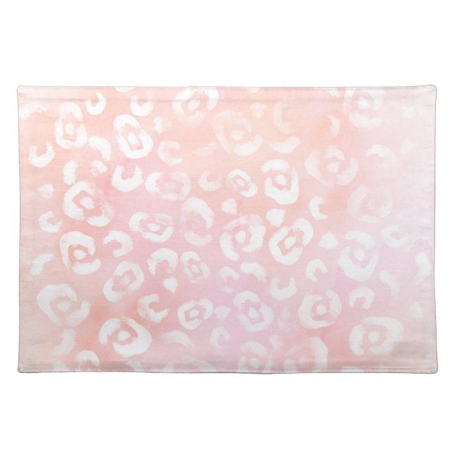 Girly Blush Pink Leopard Animal Birthday Cloth Placemat (Front)
