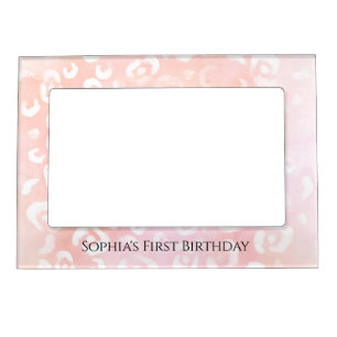 Girly Blush Pink Leopard Animal Birthday Magnetic Frame