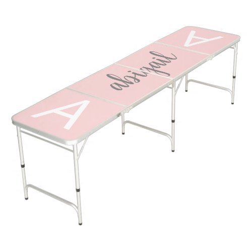 Girly Blush Pink Modern Stylish Monogram Name Beer Pong Table