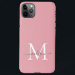 Girly Blush Pink Monogram Elegant Gray Chic Script iPhone 11Pro Max Case<br><div class="desc">Girly Blush Pink Monogram Elegant Gray Chic Script Phone Case</div>