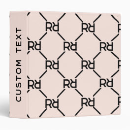 Girly Blush Pink Monogram Elegant Luxury 3 Ring Binder