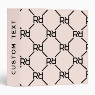 Girly Blush Pink Monogram Elegant Luxury 3 Ring Binder