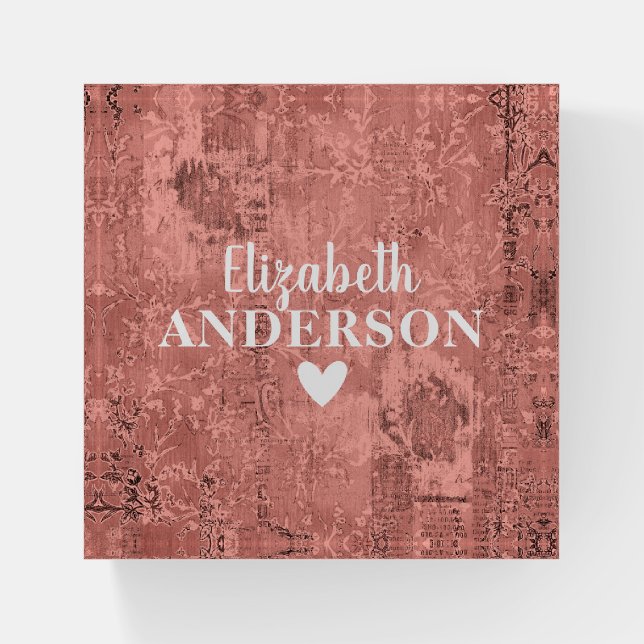 Girly Blush Pink Monogram Name Paperweight (Front)