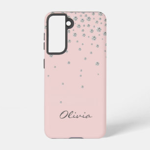 Girly Blush Pink Personalizable Name   Samsung Galaxy S21 Case