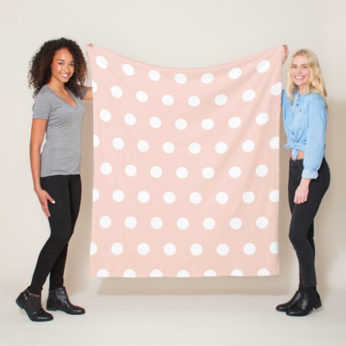 Girly Blush Pink Polka Dots Pattern Fleece Blanket