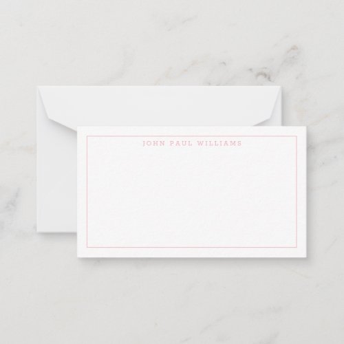 Girly Blush Pink Professional Formal Thin Border Note Card