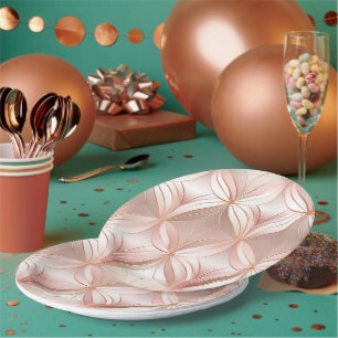 Girly Blush Pink Rose Gold Abstract Paper Plates