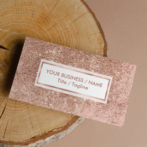 Girly blush pink rose gold glitter marble business card