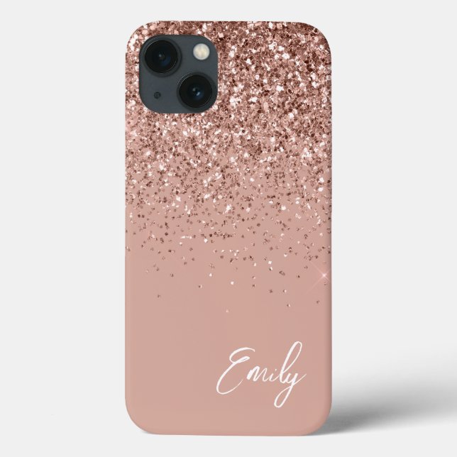 Girly Blush Pink Rose Gold Glitter Monogram  Case-Mate iPhone Case (Back)