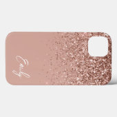 Girly Blush Pink Rose Gold Glitter Monogram  Case-Mate iPhone Case (Back (Horizontal))
