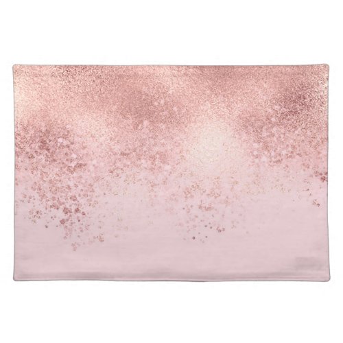 Girly Blush Pink Rose Gold Sprayed Confetti Ombre Cloth Placemat