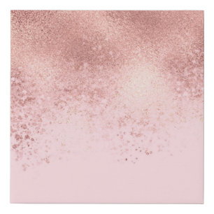 Girly Blush Pink Rose Gold Sprayed Confetti Ombre Faux Canvas Print