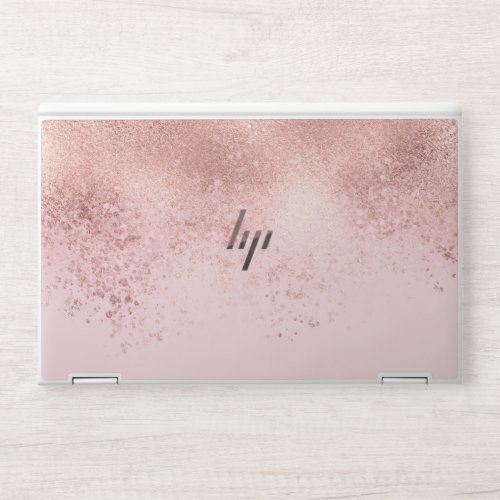 Girly Blush Pink Rose Gold Sprayed Confetti Ombre HP Laptop Skin