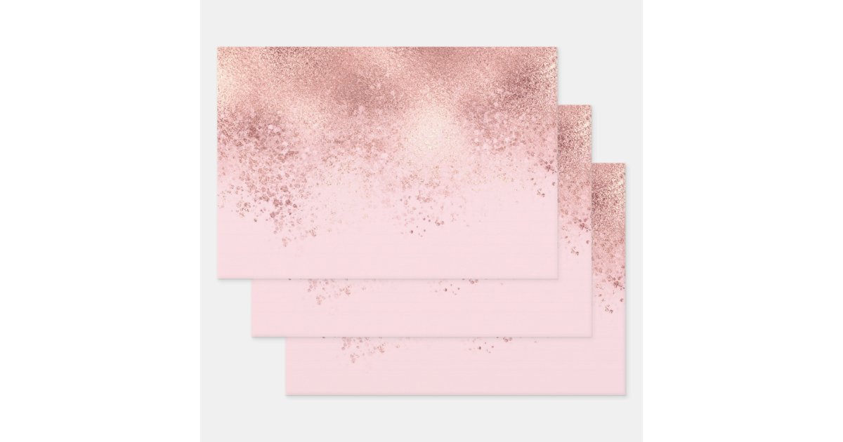 Rose gold glitter drips pink sparkle glam girly wrapping paper sheets