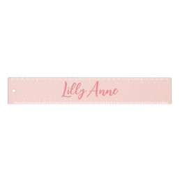 Girly Blush Pink Script Personalized Ruler