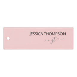 Girly Blush Pink Simple Script Monogram Name  Ruler