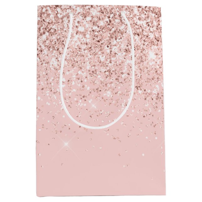 Girly Blush Pink Sparkle Glitter Medium Gift Bag (Front)