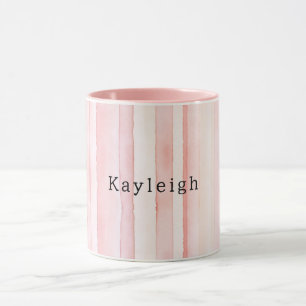 Girly Blush Pink Stripes Mug