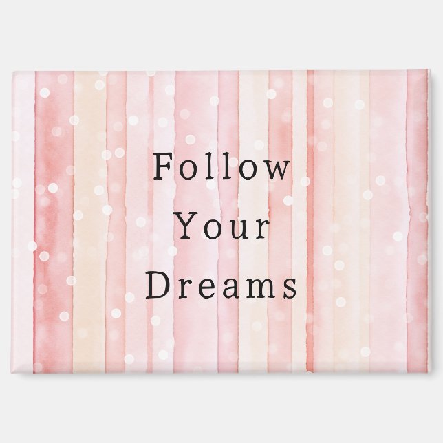 Girly Blush Pink Stripes White Dots Dreams Magnet (Front)