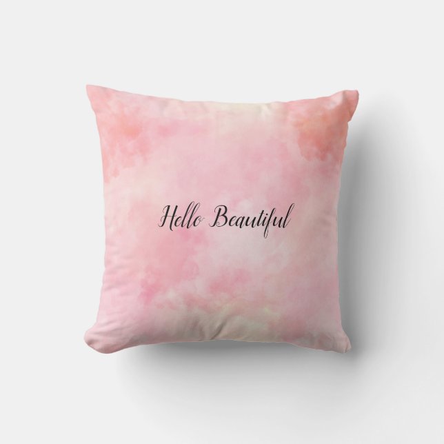 Girly Blush Pink Tie Dye Throw Pillow (Front)