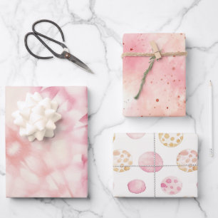 Girly Blush Pink Tie Dye Wrapping Paper Sheets